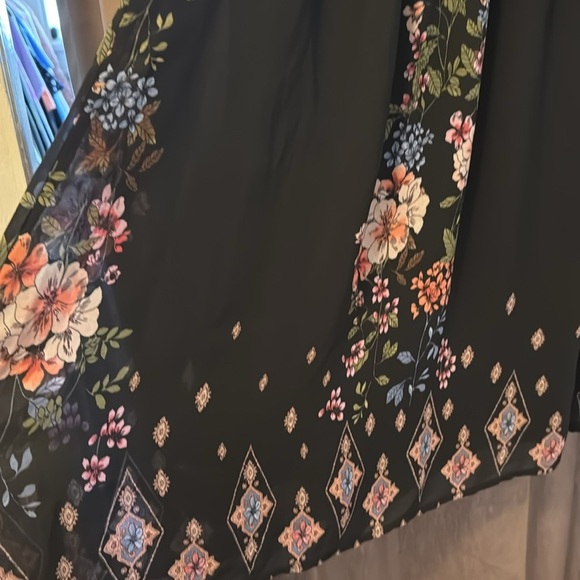 Boho Lace Floral Midi Dress – Navy Blue Vintage-Inspired (Size M)” - Picture 3 of 5